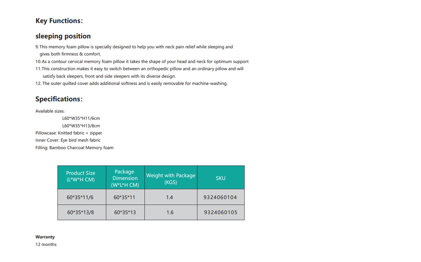 Comfort Care Butterfly Pillow – Technical Specification – Image 5