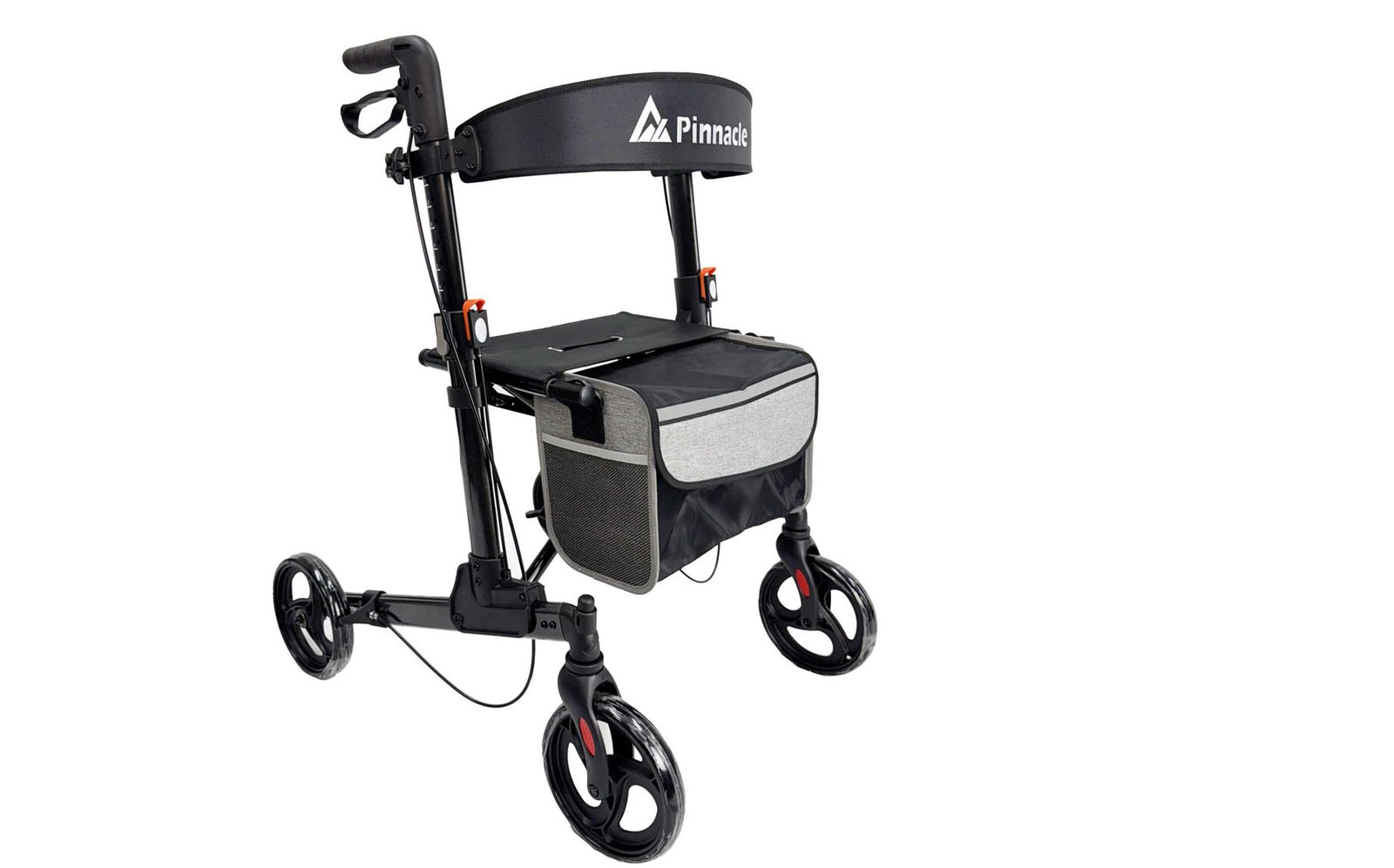 Pinnacle Steadystep Double Fold Rollator – Black – Front Angle